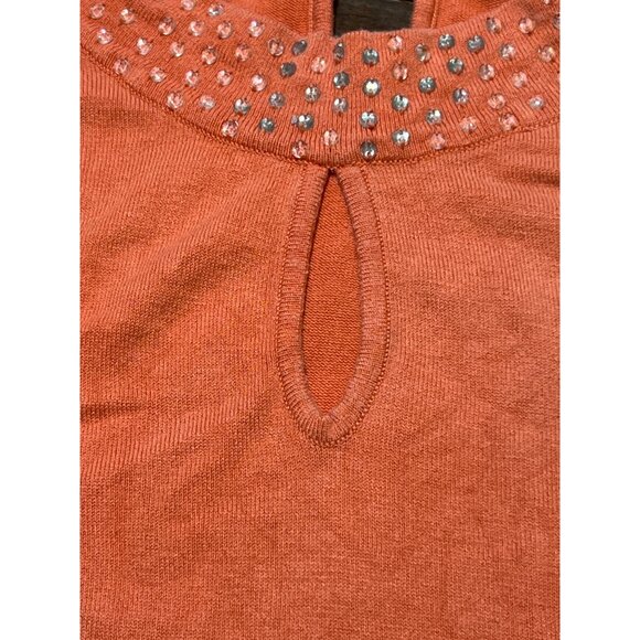 Vertigo Paris Sleeveless Sweater Salmon Rhinestones at Collar Size M - Picture 2 of 4